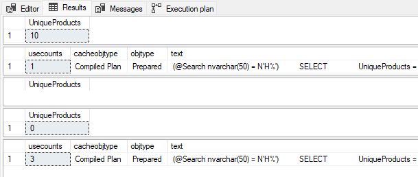 Result sets for the reverse matching operation