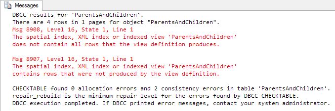 CHECKTABLE with extended checks