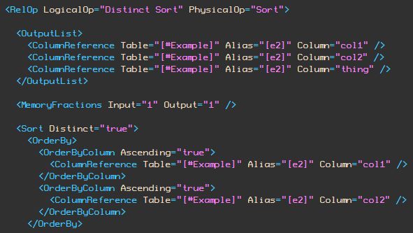 Show plan XML for Sort Distinct