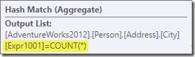 Aggregate output column list