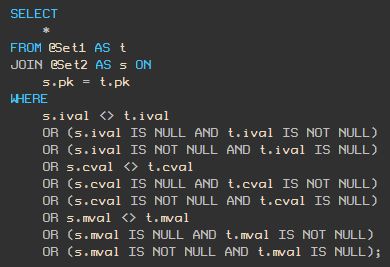 Query with a full set of comparisons