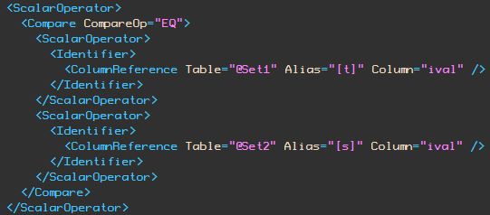 ival column EQ comparison