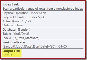 Index Seek Properties