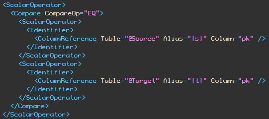 XML show plan EQ comparison