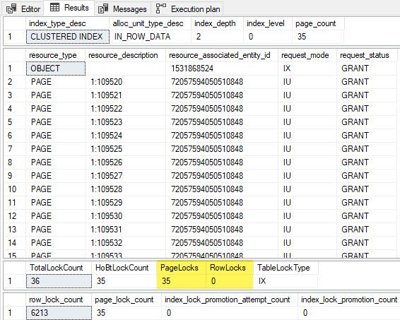 Test 11 showing 35 intent-update locks