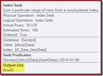 Index Seek Properties