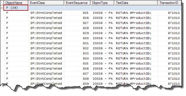 Profiler trace for cold cache executoin