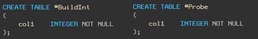 Tables #BuiltInt and #Probe