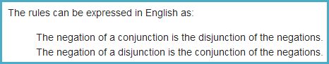 English expression of De Morgan's laws