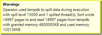 SSMS Sort Spill Warning