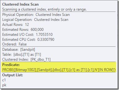 Clustered Index Scan properties