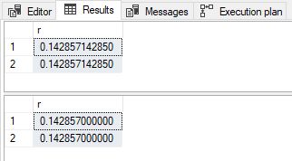 Result with decimal