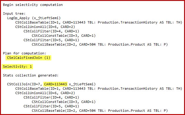 Cardinality estimation bug details