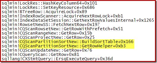 CQScanPartitionSortNew stack trace