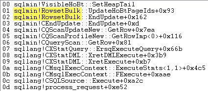 RowsetBulk call stack