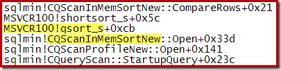 CQScanInMemSortNew stack trace