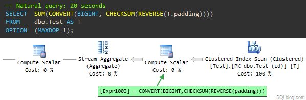 Demo query text and execution plan