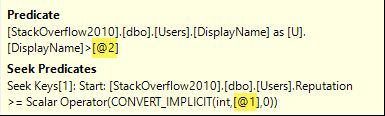 Predicates with parameter markers