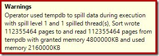 SSMS Sort Warning