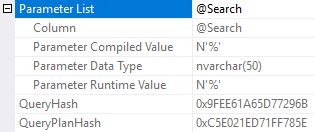 Parameter List plan properties