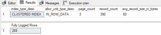 Full logging with 3 pre-existing index pages