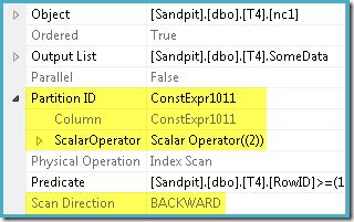 SQL Server 2005 Index Scan Properties