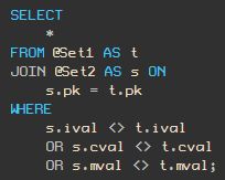 Query to find changed rows